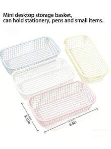 4pcs/1pc Mini Macaron Color Metal Storage Basket, Fashionable Desktop Organizer Rack, Minimalist Home Decor, Multi-Function Desktop Storage Rack, Suitable For Office Desk & Vanity, Lightweight Rust-Resistant Metal Storage Box, Smooth Edges - Multiple Styles - View 11