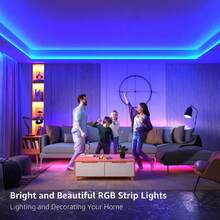 شريط إضاءة LED مع جهاز تحكم عن بعد ب- 24 مفتاح، شريط إضاءة LED متغير الألوان RGB، إضاءة خلفية للتلفزيون تعمل بالطاقة USB، إضاءة الخزانة والسطح والمكتب، إضاءة الغرفة والنوم والحفلات والإضاءة المحيطة الداخلية - متعدد الألوان - مشاهدة 7
