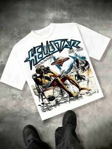 T Shirt Print ,Graphic-Cotton Tees Size Plus, Cartoon Round Neck Short Sleeve, Hellstars Path To Paradise UFO Alien Graphic T-Shirt,180g 100% Cotton,Round Neck Short Sleeve,Black Eential For Summer , Style,, Shirt Men,With Shirt,Summer Tops,Shirt Suitable Tees Mens T Shirts Soft Cotton Oversized Tshirts Vintage Tee Fashion Cool Top Pattern Print Clothes Graphic Tees Women Clothes - trắng - Xem 1