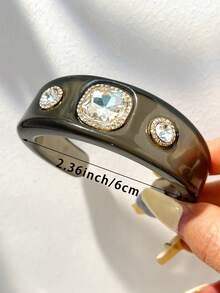 Gothic Dark Aesthetic Black Rose Wide Bangle, Vintage Silver Wire Winding Statement Cuff For Women Punk Jewelry - Multicolor B - View 13