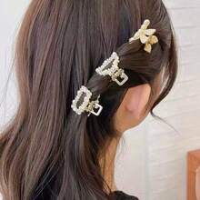 6件組女款金屬仿珍珠水鑽髮夾，夏季海灘度假髮飾 - 彩色 - 查看 3
