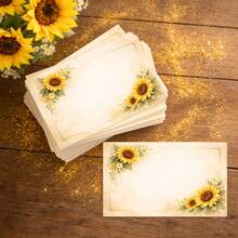 25/50 Pcs Vintage Sunflower Message Cards, Blank Greeting Cards For Handwritten Notes, Floral Blessing Cards, Gift Message Cards, Emotional Expression Cards, Thank You Cards, Themed Flower Cards, Handwritten Birthday Wishes, Friendship Cards - A - View 4