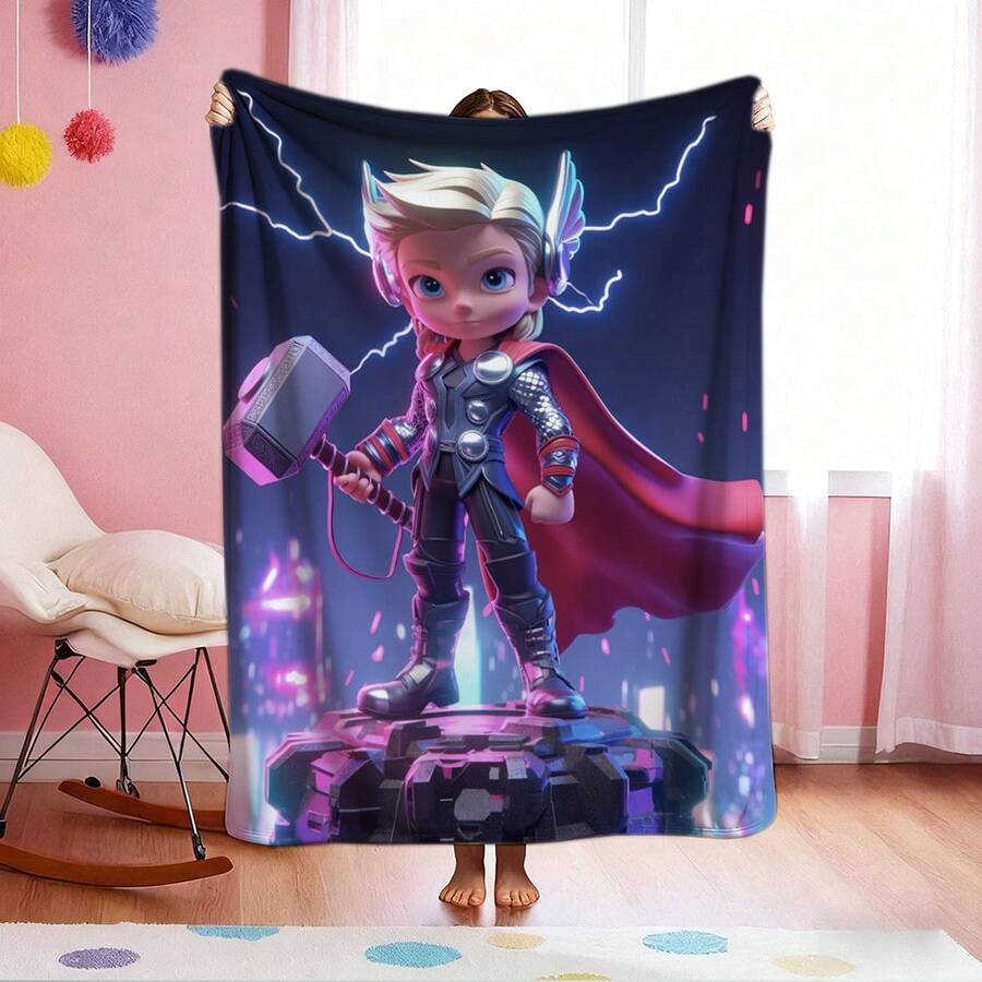 1PC Superhero All-Season Casual Blanket, Cartoon Cool S-Pider-Man Themed Sofa Air Conditioner Blanket,Cartoon Character Blanket,Camping Blanket,Present Modern Fashion Gift Suitable, For Home Bedroom Bed Sofa Office Lunch Break Cover Picnic Blanket - Nhiều màu - Xem 1