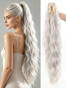 Tóc giả đuôi ngựa gợn sóng dài 24 inch, thích hợp cho phụ nữ và bé gái dự tiệc và sử dụng hàng ngày. - Nhiều màu - Xem 15