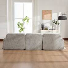 Modular Compression Sofa In Chenille Fabric, Filled With 30D High-Resilience Foam. Easy To Move And Featuring A Non-Slip Base, It Is Ideal For Living Rooms And Other Spaces. Beige - Grey - View 9