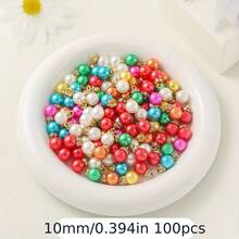 100個 8/10mm 多色壓克力吊墜飾品，3D 水鑽聖誕主題隔珠組，DIY 珠寶製作手鍊項鍊手工藝用品 - 彩色 - 查看 8