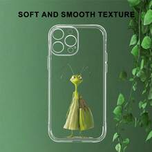 Funda para Teléfono - Funda de Teléfono con Dibujos Animados de una Mujer Mantis con Bordes Rectos y Diseño Transparente | Patrón Duradero | Protección para la Cámara | Resistente a Golpes y Caídas | Antideslizante de Tacto Suave | Lujo Sutil | Compatible con iPhone 17, 16, 15, 14 - transparente - Ver 2
