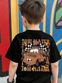 Disney Cars Tow Mater Kids T-Shirt, 2-14 Years, Boys Girls Unisex Short Sleeve Top, Tow Mater Graphic Print Tee, Casual Daily & Holiday Outfit, Express Delivery - Black - View 3