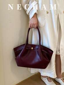 1 pieza Bolso de mano grande de unicolor y estilo casual de moda para uso diario - Rojo - Ver 1