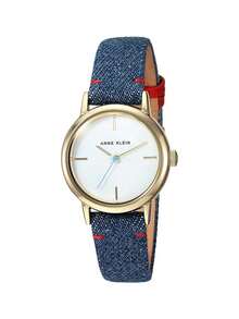 Anne Klein Đồng hồ thời trang nữ chạy bằng pin thạch anh, dây đeo denim màu xanh navy, đồng hồ đeo hàng ngày, quà tặng cho sinh viên/bạn gái/ngày Valentine. - Màu xanh hải quân - Xem 3