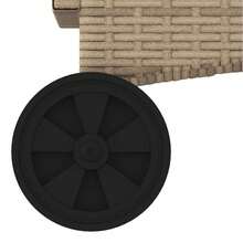Lettino prendisole  con ruote e cuscino, in rattan sintetico, beige - A - Visualizzare 9
