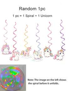6pcs/1pc Unicorn Spiral Hanging Decor, Unicorn Party Decoration Banner, Unicorn Fairy Hanging Decor Party Supplies Suitable For Birthday Theme Party, Graduation Ceremony Decoration, Unicorn Theme Party, Indoor And Outdoor Decoration - Unicorn - View 9