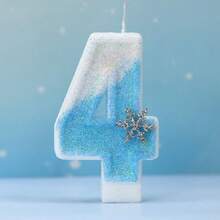1pc Digital Candle 0-9 Sky Blue Snowflake Glitter Birthday Candle, Suitable For Birthday Parties, Holiday Parties, Themed Parties - Sky Blue - View 15