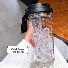 1個/5個 500ml 精緻花卉塑膠旅行杯,防漏杯附攜帶式掛繩,美學風格杯適合日常使用 - 彩色 - 查看 12