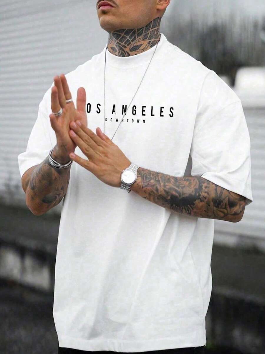 Men Letter Graphic Tee - White - View 1