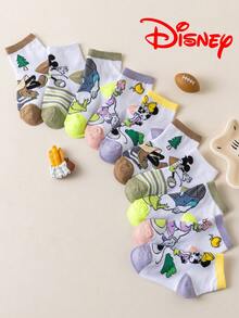Disney 1/5/10雙迪士尼卡通兒童短襪禮品 夏季白色襪子 卡通角色配色拼接船襪 米妮 黛絲 唐鴨 米奇 兒童襪 舒適透氣 時尚兒童襪 透氣舒適百搭 禮品靈感 透氣吸濕 隨興 多功能 時尚卡通圖案船襪 適合學生 歐美尺寸成人 禮品與日常使用 米奇與他的朋友們 - 彩色 - 查看 3