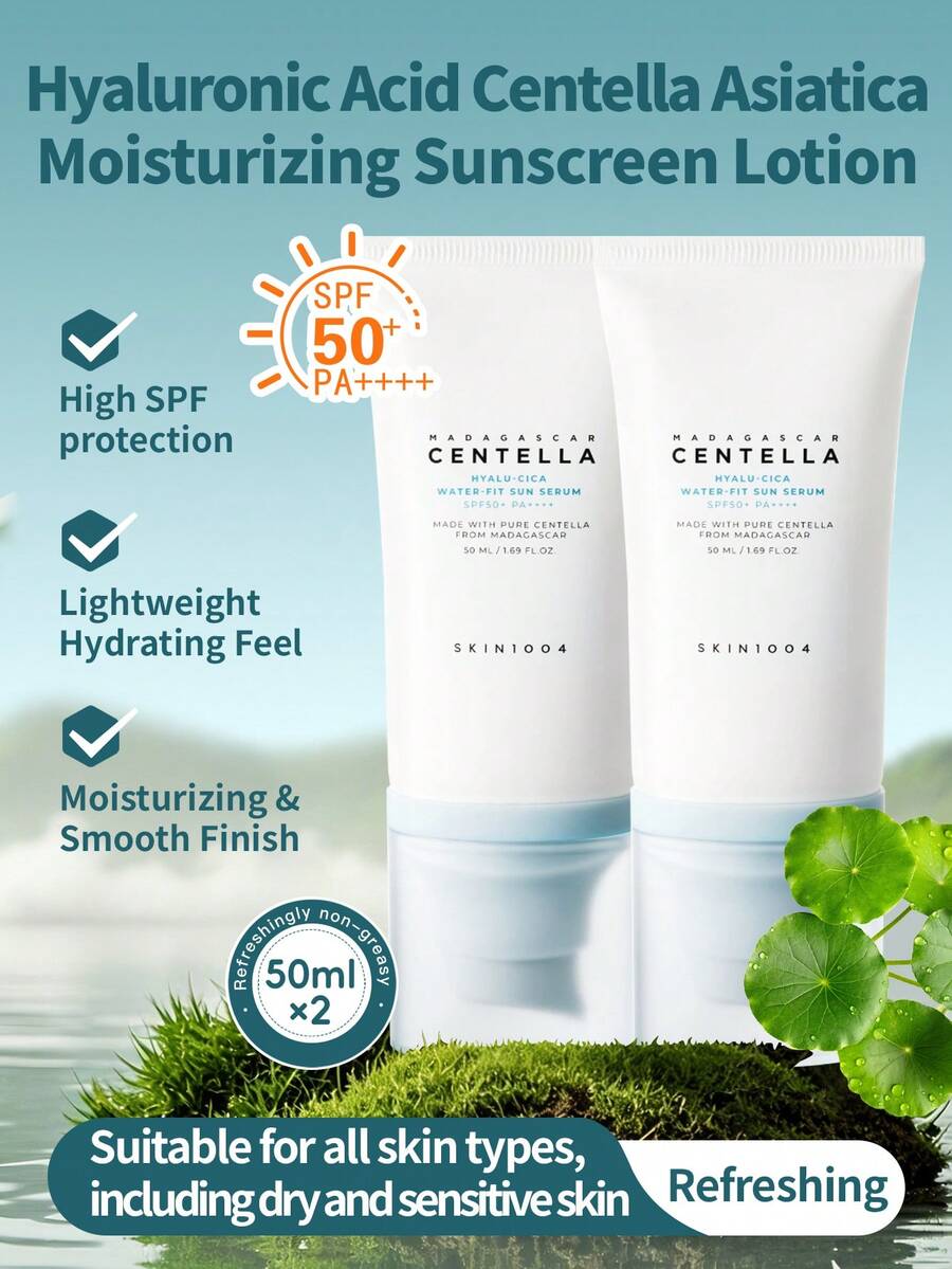 SKIN1004 水基護膚舒緩修復積雪草玻尿酸防曬精華 2入 50ml*2 SPF50+PA++++ 高倍防曬 輕盈快乾 不泛白 保濕穩定 適合敏感肌 - 積雪草透明酸C水感防曬精華雙支裝50ml*2 - 查看 1