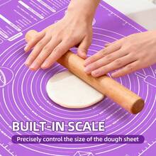 1pc Purple Kneading Mat, Non-Stick Non-Slip Pastry Mat With Measurements, Extra Large Baking Mat For Dough Rolling & Kneading, Kitchen Counter Mat - View 2
