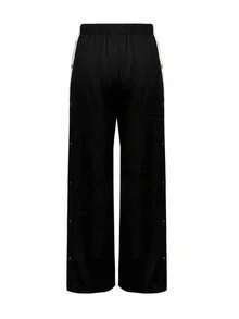 Pantalones de pierna ancha a rayas blancas y azul marino, con rayas blancas y cierre de botones - Pantalones deportivos casuales, de corte holgado, aptos para deportes y uso diario (lavables a máquina) - Aberturas de pierna sin elástico Negro Primavera - Azul eléctrico - Ver 9