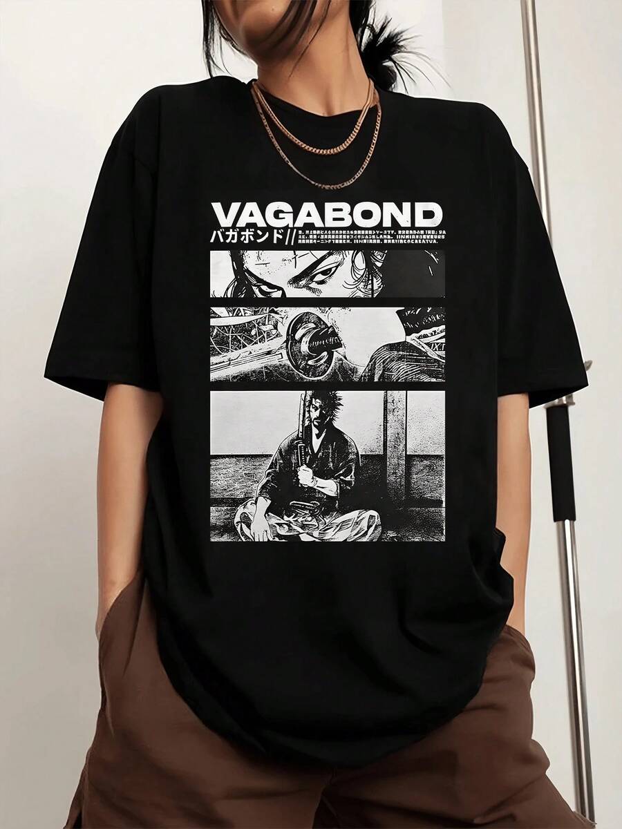 T-shirt de sport à col rond pour homme Landstreicher Tee avec imprimé, T-shirt à manches courtes pour homme - Noir - Voir 1