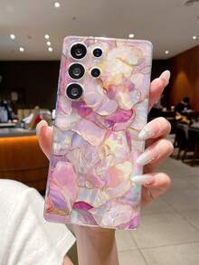 1个花卉大理石纹理镂空透明防震TPU手机壳，适合作为节日礼物送给伴侣和朋友，兼容苹果Xs/Xsmax/Xr/11/12/13/14/15/16pro/Promax/14/15/16plus、Nothing、Pixel系列 - 彩色 - 查看 3