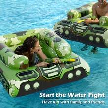 Summer Party Props: Inflatable Tank Water Floats For Backyard Pool & Lake Parties - Green - View 3