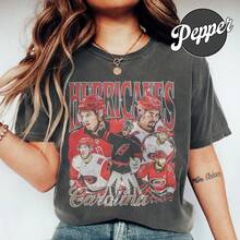Retro 90s Carolina Hurricanes Ice Hockey Team Bootleg Rap Style Graphic ComfortColors Shirt - Black - View 1