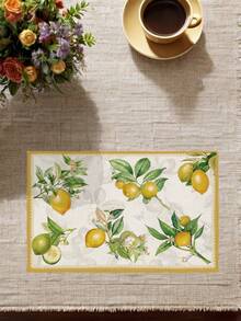 2/4/6 Pcs Lemon Print Polyester Placemats Summer And Mediterranean Style Rectangular Heat Resistant Fabric Table Mats For Kitchen Dining Room - Green - View 4