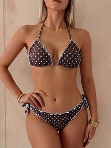 Women's Cute Floral Lace Ruffled Bikini 2 Pieces Set, Suitable For Summer Island Vacation Swimming Beach - Multicolor - View 6
