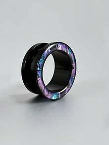 1PC Rainbow Flash Round Shell Ear Plug Tunnel Plated Black Stainless Steel Round Hollow Pulley Expansion Ear Gauge Stretcher Piercing Jewelry 6-25mm Punk In Daily Life - 1 Shell-shaped Pulley Ear Amplifier - View 8