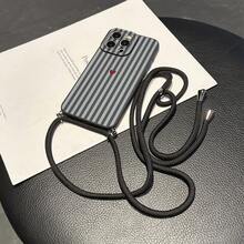 Casing Ponsel dengan Tali Gantungan yang Praktis, Tali Gantungan yang Dapat Diatur, dan Tali Bahu, Desain Hati Hitam Minimalis, Casing Pelindung TPU Ringan dan Tahan Guncangan untuk Ponsel Apple - MultiWarna - View 2