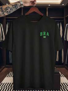 Unisex T-Shirt Supporting The Brazilian National Football Team - Men's And Women's 100% Cotton, Casual, Crew Neck - 黑色 - 查看 2