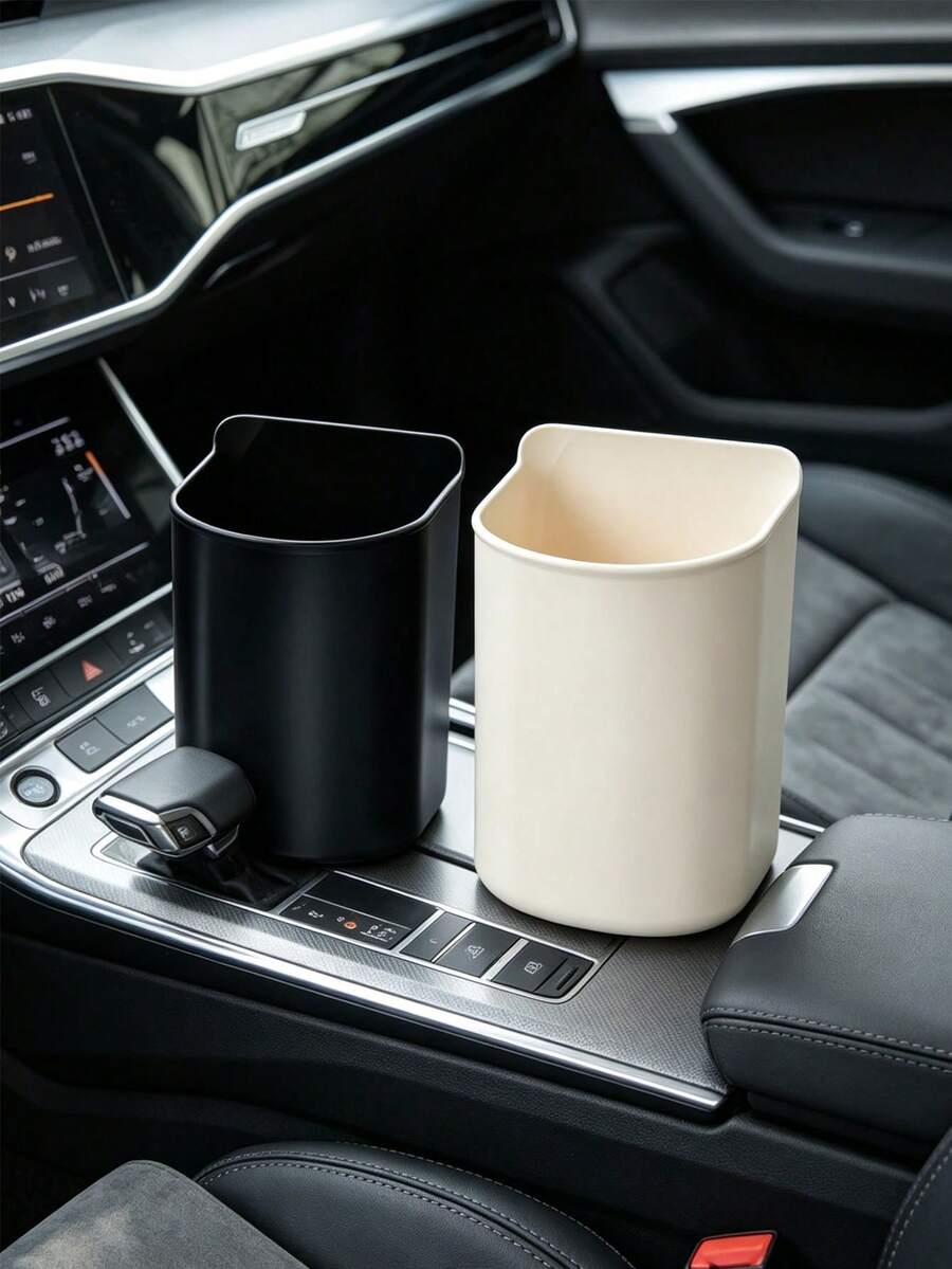 2pcs/Set Multifunctional Car Storage Bucket With Cup Holder And Hook, Suitable For Most Car Models, Can Store Water Bottles, Beverage Bags, Trash Bags And Other Car Storage Items. Also Includes Back Seat Cup Holder.