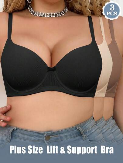  Bộ 3 áo ngực có gọng che phủ toàn diện dành cho nữ cỡ lớn MIMILEMON, bộ đồ lót thoải mái.