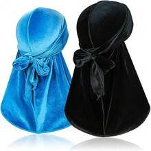 ZTZI Unisex Solid Color Velvet Durag, Soft Smooth Durag With Long Ties, Fashion Headwear For Daily Use,Festival,Travel - LA4803 - View 11