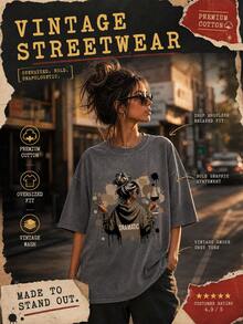 Women's Spring And Summer Printed White T-Shirt With Slogan From The Korean Drama "My Treatment", Stylish And Decent Theme Park Travel Clothes, Ideal For Travel And Tourism, Fashionable Short-Sleeved Round Neck Top. - 灰色 - 查看 6