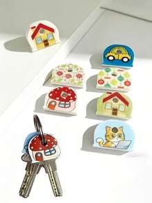 4/8/12pcs Random Style Keychain Set Party Gift - Fashionable Non-Slip Key Cover With Unique Decoration, Perfect For Key Organization And Identification - Essential For Women And Family Members, Ideal Mother's Day Gift - Multicolor - View 2