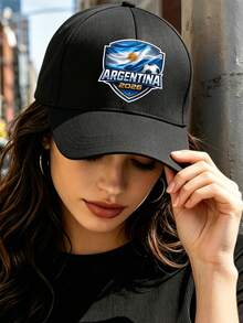 Argentina 2026 Football Flag Design, Fashionable Sports Cap, Unisex Adjustable Baseball Cap Hat For Men Women Machine Washable Outdoor Sun Hat - 黑色 - 查看 1