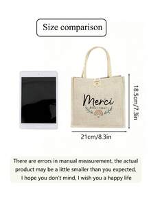 Teacher Print Linen Tote Bag, Teacher Appreciation Handbag, Teacher's Day Gift, Reusable Printed Tote Bag, Suitable For Commuting And School, Back To School - Multicolor - View 10