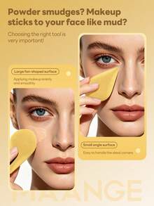 MAANGE 1pc Multi Face Design Cosmetics Sponge, Suitable For Liquid And Emulsion Cosmetics, Thickening Concealer Cosmetics Sponge, Foam Foundation Make-Up Cosmetics Sponge, Cosmetics Tools, Cosmetics Accessories, Powder Puffs, Discounts, Women's Gifts - Yellow - View 8