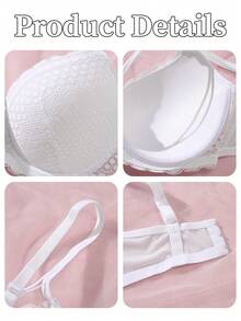mimilemon Plus Size Women's White Lace Padded Bra - Breathable & Comfortable, Cross-Back & Wide Strap Design For Lift - White - View 6