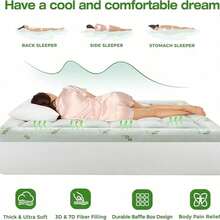 Ultra Soft Queen Size Mattress Topper - Viscose Made From Bamboo Pillow Top Mattress Pad For Back Pain Relief - Naturally Cooling For Hot Sleepers - Green - View 10