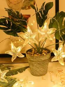 Luces de cadena LED con forma de estrella, adecuadas para decoración de piscina de casa de huéspedes, fiesta en la playa y camino de jardín, crean un ambiente festivo - Guirnalda de luces con forma de estrella de mar de luz cálida - Ver 2