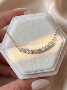 1 buah Kalung Berlian Imitasi Sarang Lebah Modis dari Perak Sterling S925, Cocok untuk Perhiasan Wanita, Hadiah Pesta, Pertunangan, Perhiasan Menawan dan Indah untuk Liburan - Gaya 2 - View 6