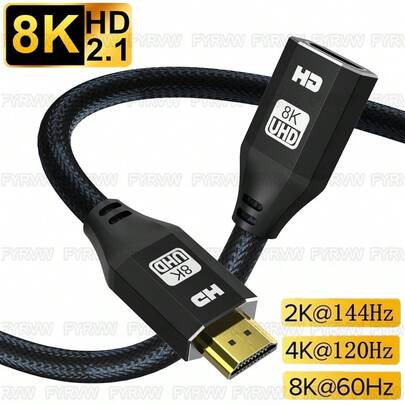FYRVW كابل تمديد 8K HDTV 2.1، 8K@60Hz 4K@120Hz HDR فيديو، ذكر إلى أنثى، مناسب ل- PS، Switch، RTX Box، كمبيوتر محمول