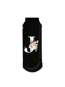 1pc Premium Black Foldable Multi-Function Mini Makeup Brush Set, With Cushion, A-Z Floral Letter Print, With Massage Comb And Mirror, Detachable - Multicolor - View 36