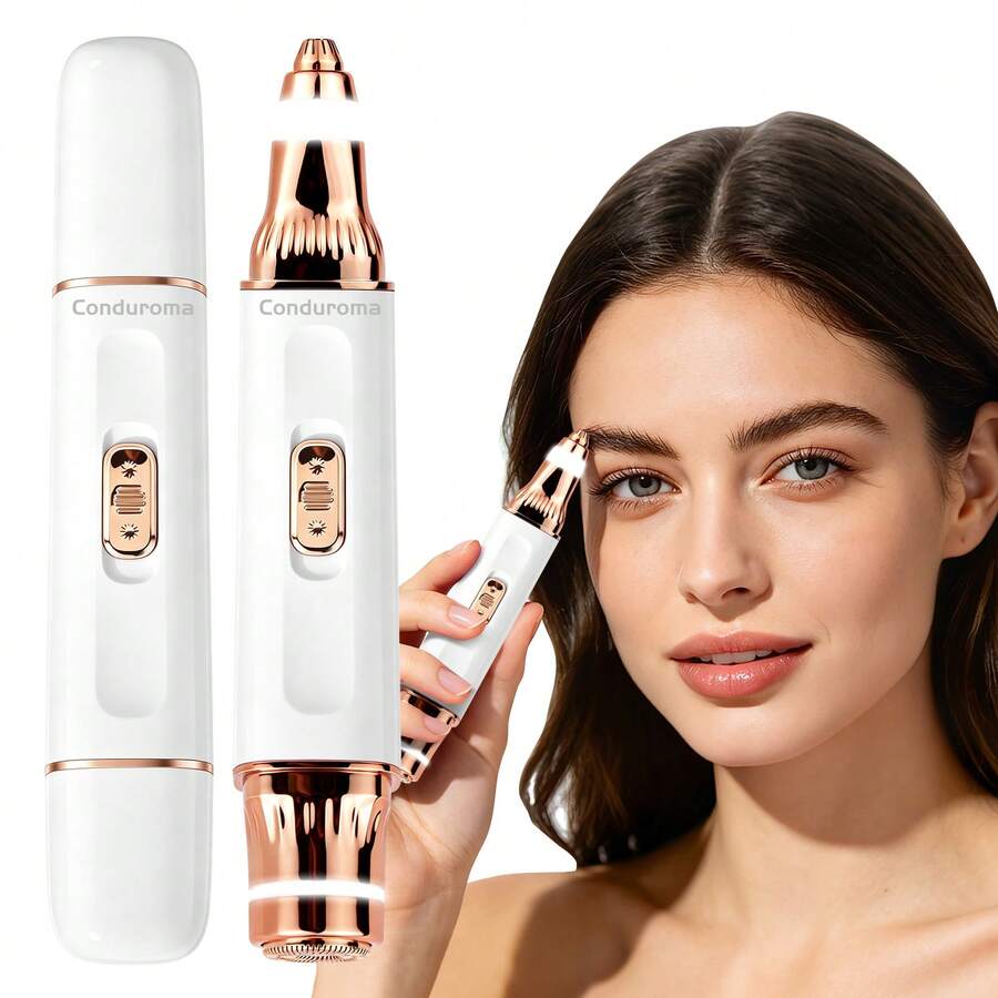 Conduroma 2-In-1 Dual Head Electric Hair Trimmer For Women, Eyebrow & Facial Hair Trimmer, Multipurpose Shaver For Private Area, Underarm, Leg, Arm And Face, 360° Ring LED Light, Compact Portable Design, USB Charging, Ideal Gift Choice. - Upgraded Version - View 1