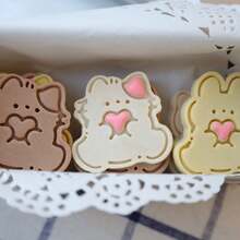 2 Buah Set Cetakan Kue Bentuk Hati Kawaii, Kelinci, Beruang, dan Kucing untuk Hari Valentine & Acara Memanggang Bersama Orang Tua dan Anak - View 6