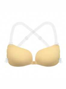 1 Pair Wing Shape Clear Strap Silicone Push Up Bra, Invisible Anti-Sagging Pasties For Wedding & Evening Dresses - Multicolor - View 7