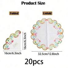 1/10/20 piezas Servilletas desechables elegantes con estampado floral de primavera y mariposa en relieve dorado, bordes rizados, para cóctel, decoraciones de fiesta de té de primavera, cumpleaños y bodas - Multicolor - Ver 8